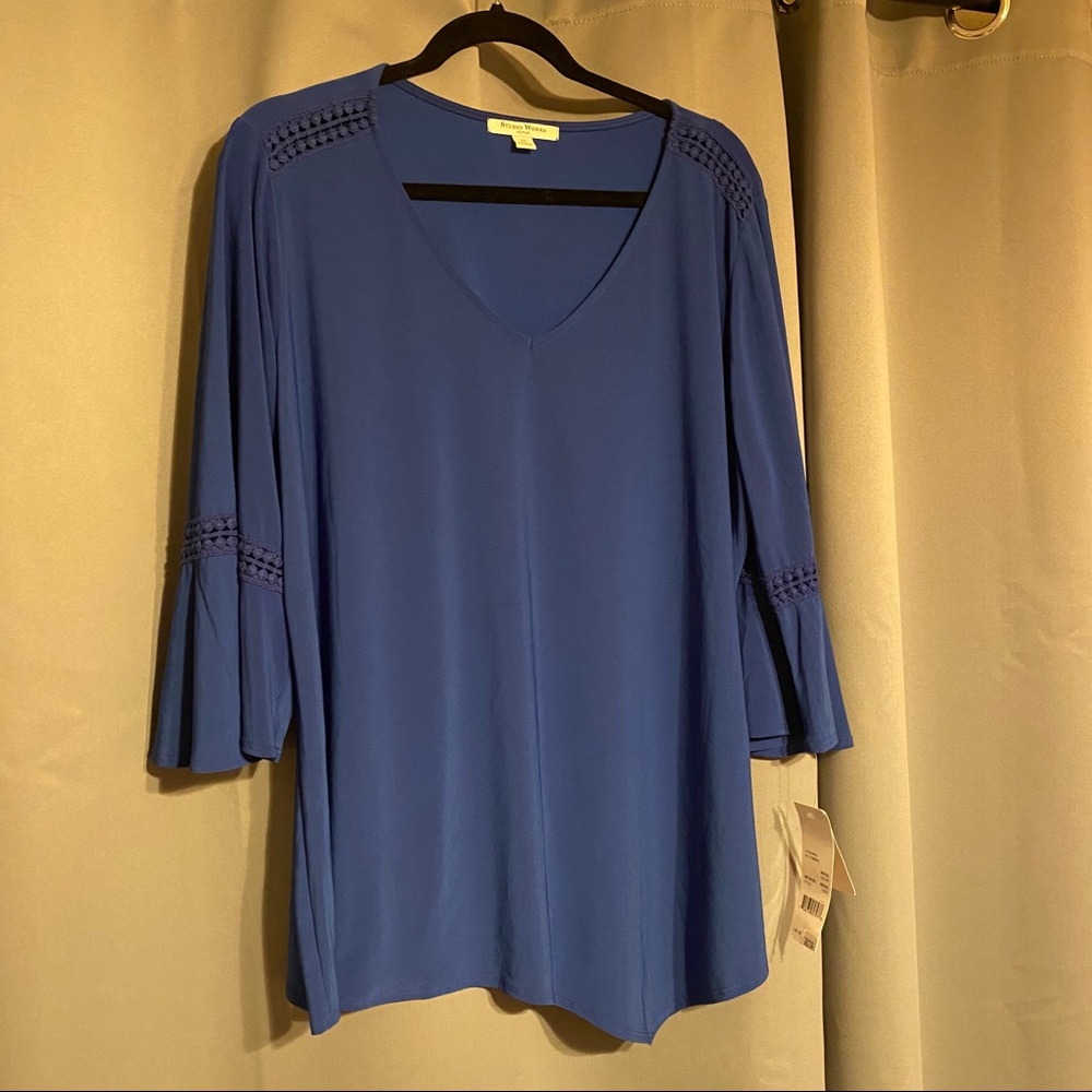 COPY - Studio Works Royal Blue Top w/ Asymmetrical Hem